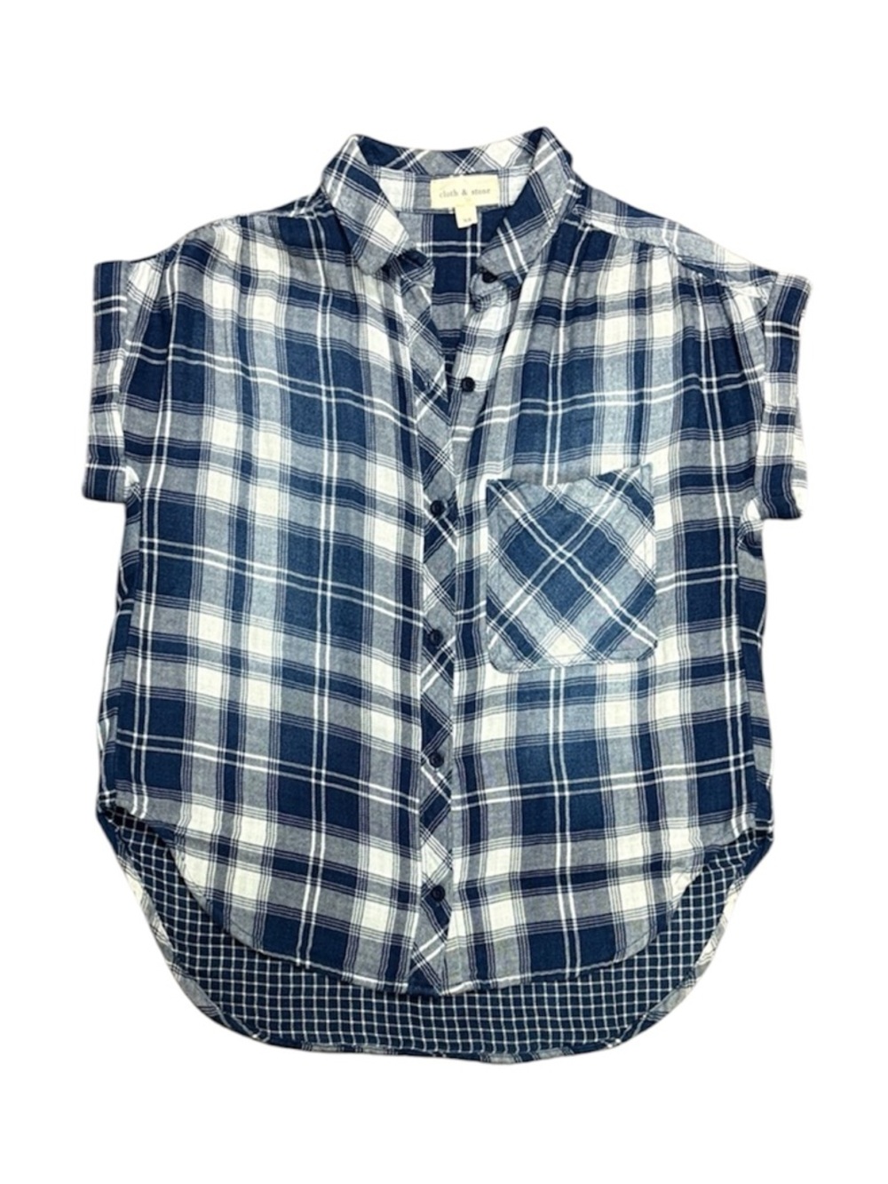 Cloth & Stone Navy and White Plaid Shirt - XS